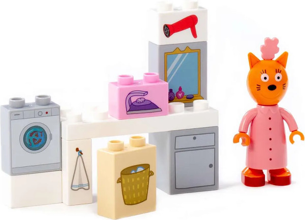 Изображение товара Конструктор Полесье Макси. Три кота. Мама и большая стирка / 63769 (10эл)