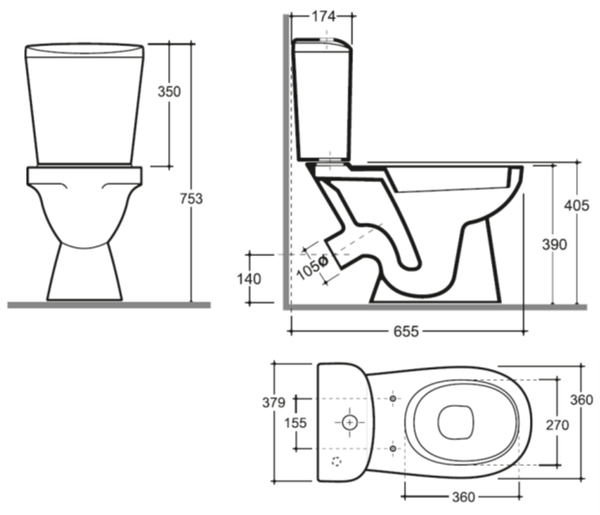 Изображение товара Унитаз напольный Керамин Лаго Инкоэр (белый)