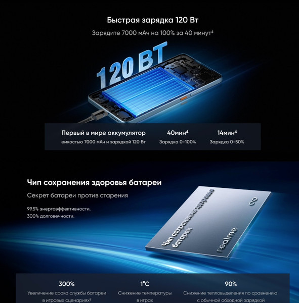 Изображение товара Смартфон Realme GT 7 12GB/256GB (синий ледник)