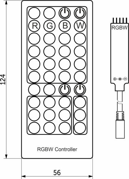 Изображение товара Контроллер для светодиодной ленты AKS RGBW с пультом (192W/384W)
