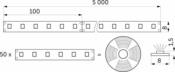 Изображение товара Светодиодная лента AKS 4.8W/m 24V (5м, теплый белый)