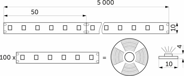 Изображение товара Светодиодная лента AKS Термостойкая подводная 9.6W/m 24V (5м, теплый белый)