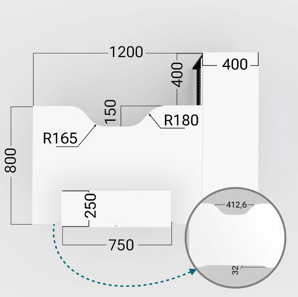 Изображение товара Компьютерный стол Millwood Каир угловой 160х120х93.05 (белый/металл черный)