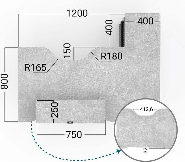 Изображение товара Компьютерный стол Millwood Каир угловой 160х120х93.05 (бетон/металл белый)