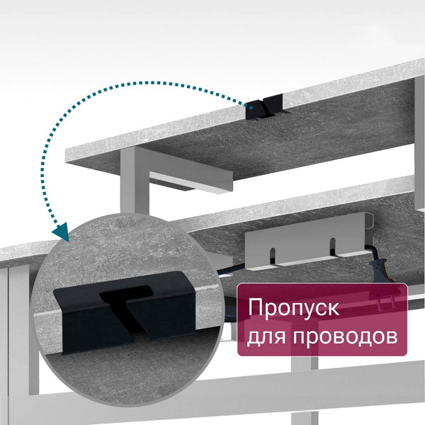 Изображение товара Компьютерный стол Millwood Каир угловой 160х120х93.05 (бетон/металл белый)