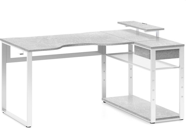 Изображение товара Компьютерный стол Millwood Каир угловой 160х120х93.05 (бетон/металл белый)