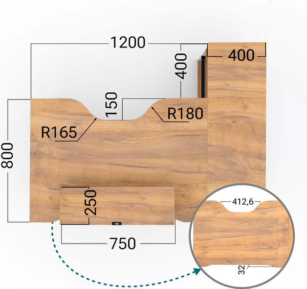Изображение товара Компьютерный стол Millwood Каир угловой 160х120х93.05 (дуб золотой Craft/металл белый)