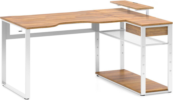 Изображение товара Компьютерный стол Millwood Каир угловой 160х120х93.05 (дуб золотой Craft/металл белый)