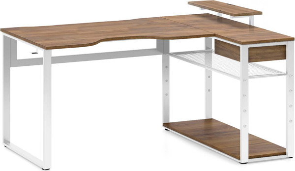 Изображение товара Компьютерный стол Millwood Каир угловой 160х120х93.05 (дуб табачный Craft/металл белый)