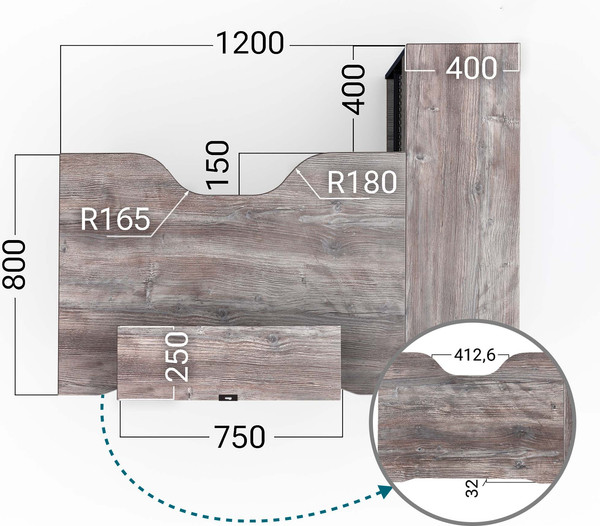 Изображение товара Компьютерный стол Millwood Каир угловой 160х120х93.05 (сосна пасадена/металл черный)