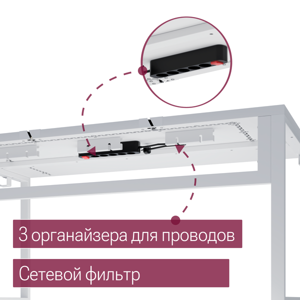 Изображение товара Компьютерный стол Millwood Каир смарт 140х80х74.2 (белый/металл белый)