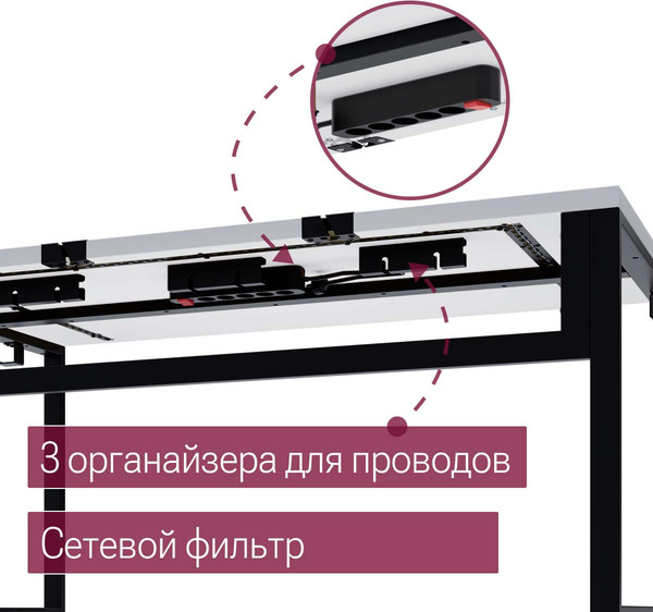Изображение товара Компьютерный стол Millwood Каир смарт 140х80х74.2 (белый/металл черный)