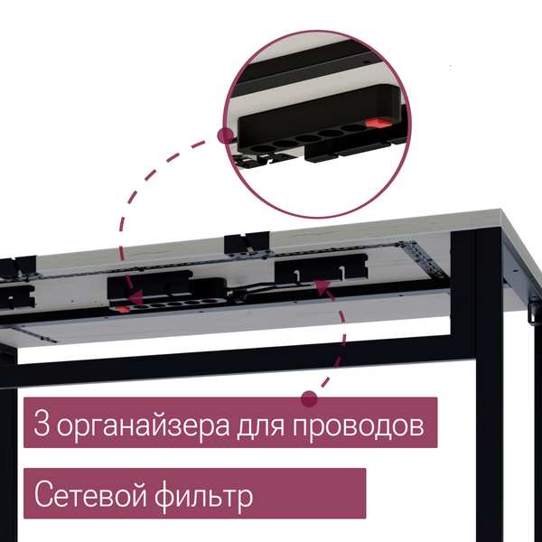 Изображение товара Компьютерный стол Millwood Каир Смарт 140х80х74.2 (дуб белый Craft/металл черный)