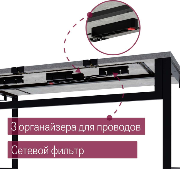 Изображение товара Компьютерный стол Millwood Каир смарт 140х80х74.2 (бетон/металл черный)