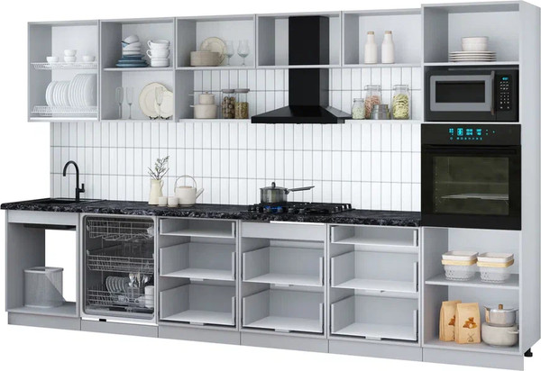 Изображение товара Кухонный гарнитур Интерлиния Мила Gloss 3.6-ПМ1-2 (дуб вотан/белый/опал светлый)