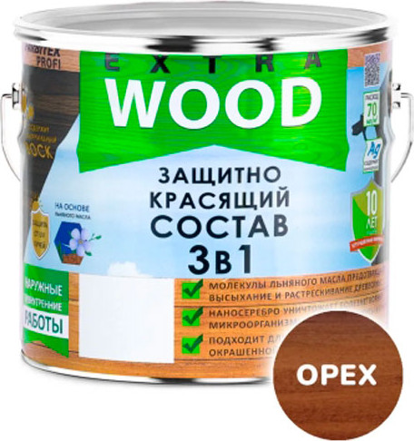 Изображение товара Защитно-декоративный состав Farbitex Profi Wood Extra 3в1 (3л, орех)
