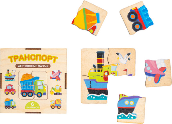 Изображение товара Развивающая игра Десятое королевство Пазл деревянный. Транспорт / 04558