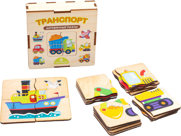 Изображение товара Развивающая игра Десятое королевство Пазл деревянный. Транспорт / 04558