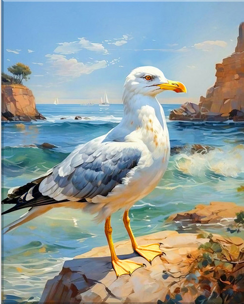 Изображение товара Картина по номерам Молли Чайка на море 40х50 / HR0744