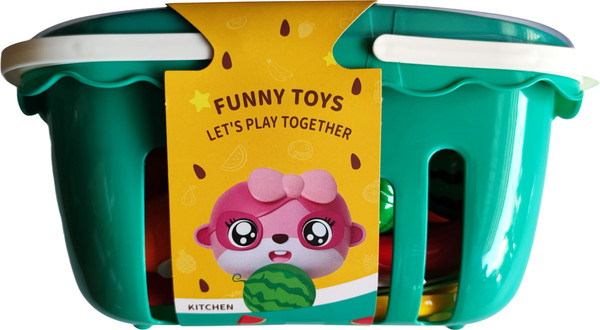 Изображение товара Набор игрушечных продуктов Labalu Для очистки и нарезки фруктов в корзине (английская упаковка)