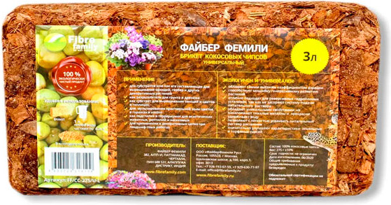 Изображение товара Субстрат Fibre family Кокосовые чипсы в брикетах (275г, с вкладышем)