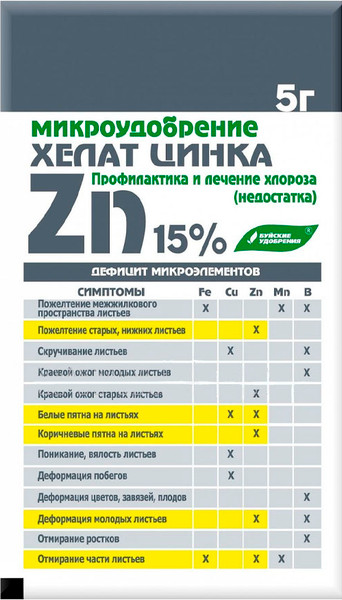 Изображение товара Удобрение Буйские удобрения Хелатэм марка ЭДТА Цинка (5г)
