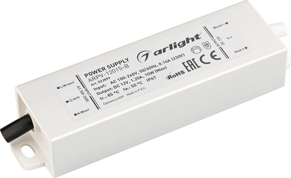 Изображение товара Блок питания для светильника Arlight ARPV-12015-B 12V 1.3A 15W / 022899