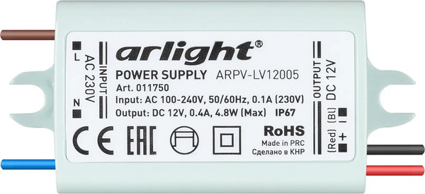 Изображение товара Блок питания для светильника Arlight ARPV-LV12005 12V 0.4A 5W / 011750