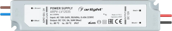 Изображение товара Блок питания для светильника Arlight ARPV-LV12035 12V 3.0A 36W / 010996