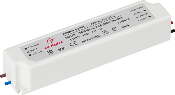 Изображение товара Блок питания для светильника Arlight ARPV-LV12035-A 12V 3.0A 36W / 018968(1)
