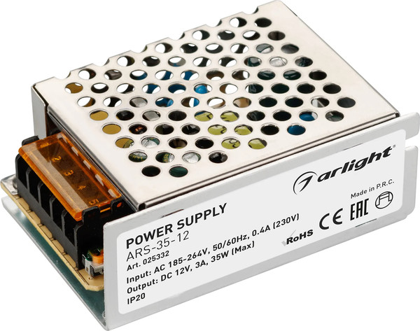 Изображение товара Блок питания для светильника Arlight ARS-35-12 12V 3A 35W / 025332