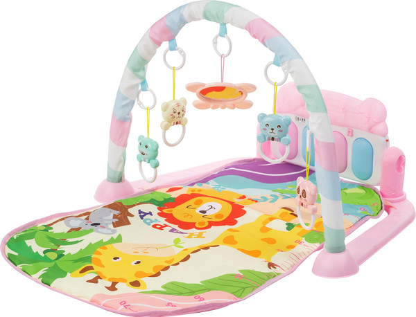 Изображение товара Развивающий коврик Labalu С зеркалом и жирафом прямоугольный (розовый)