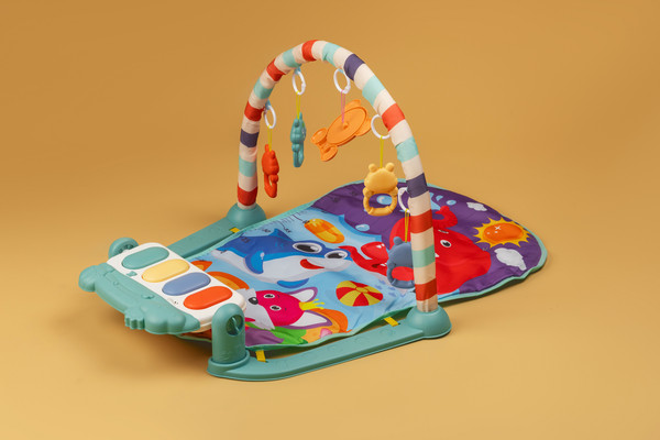 Изображение товара Развивающий коврик Labalu С зеркалом и бегемотом прямоугольный (синий)