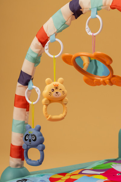 Изображение товара Развивающий коврик Labalu С зеркалом и бегемотом прямоугольный (синий)