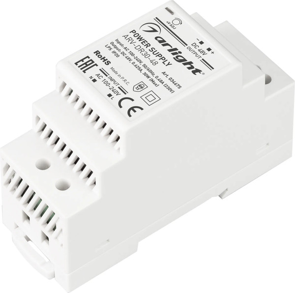 Изображение товара Блок питания для светильника Arlight ARV-DR30-48 48V 0.6A 30W / 034675