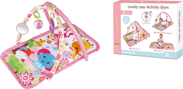 Изображение товара Развивающий коврик Labalu Голубой слон прямоугольный (розовый)