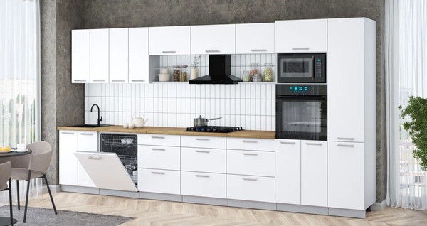 Изображение товара Кухонный гарнитур Интерлиния Мила Gloss 4.0-ПМ1 (белый/белый/дуб бунратти)