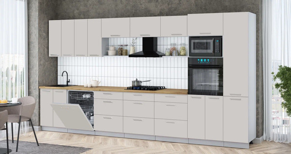 Изображение товара Кухонный гарнитур Интерлиния Мила Gloss 4.0-ПМ1 (кашемир/кашемир/дуб бунратти)