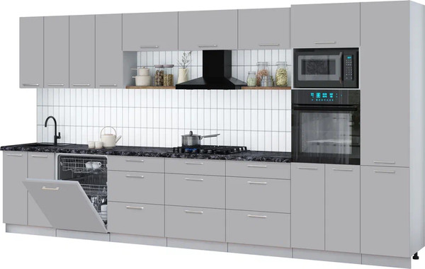 Изображение товара Кухонный гарнитур Интерлиния Мила Gloss 4.0-ПМ1 (грей/грей/кастилло темный)