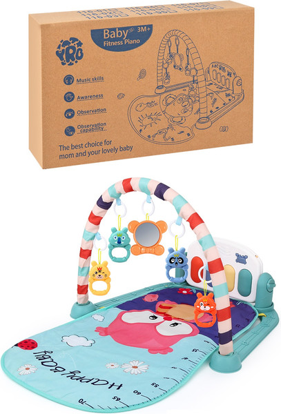 Изображение товара Развивающий коврик Labalu Розовая сова прямоугольный (синий)