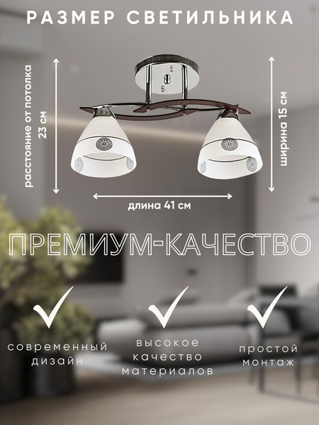 Изображение товара Потолочный светильник Aitin-Pro НПБ 02-2x60-101 / 1454/2 (хром)