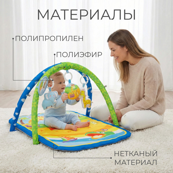 Изображение товара Развивающий коврик Labalu Прямоугольный (синий)