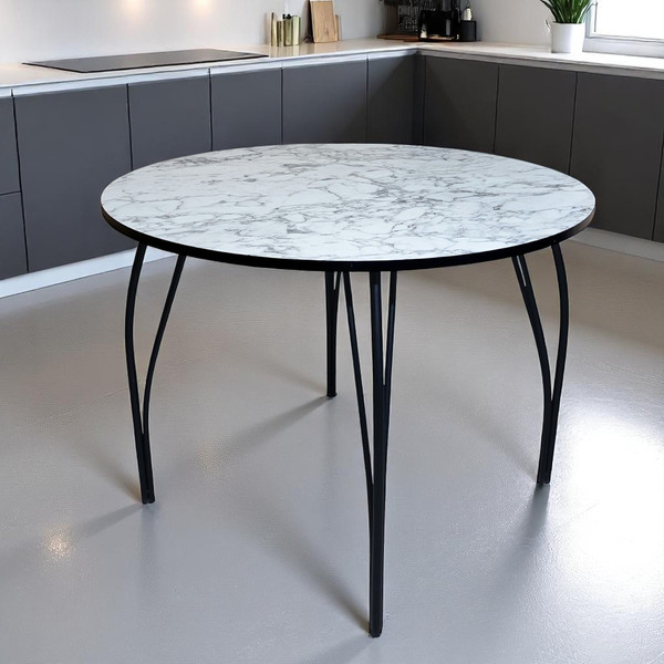 Изображение товара Обеденный стол Arvento Флок круглый D900 (мрамор каррара)