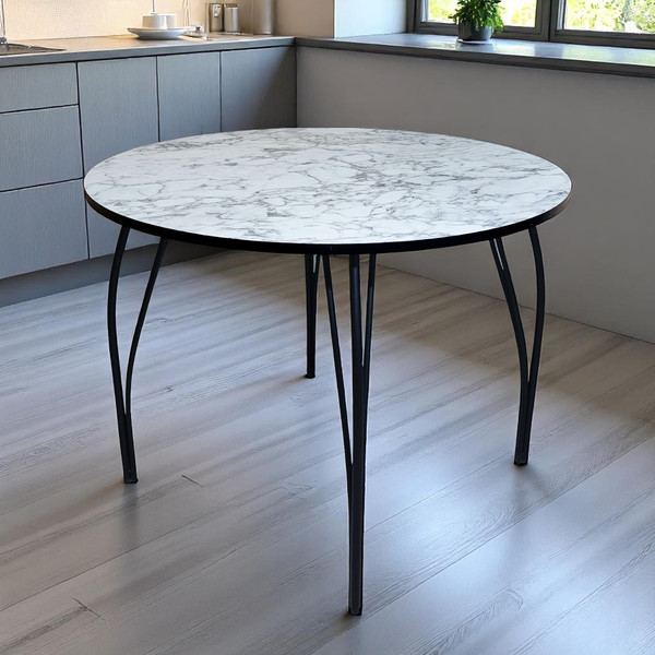Изображение товара Обеденный стол Arvento Флок круглый D900 (мрамор каррара)