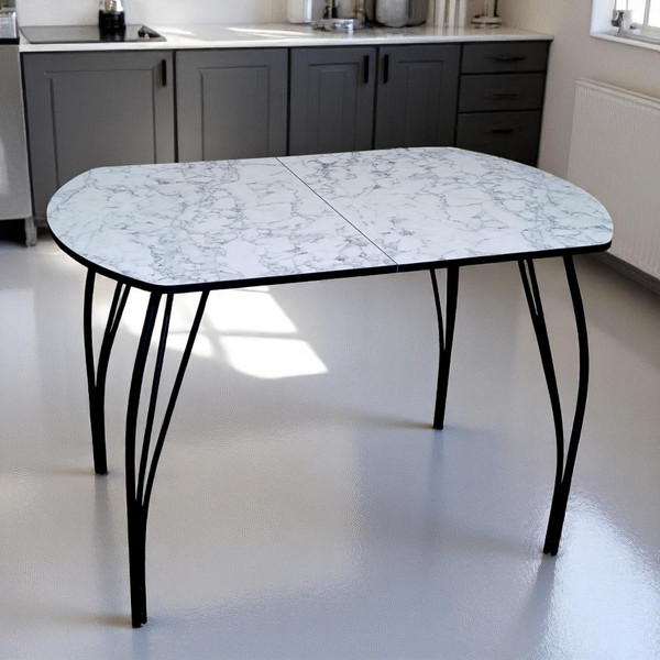 Изображение товара Обеденный стол Arvento Флок 3 раздвижной 110-140х70 (мрамор каррара)