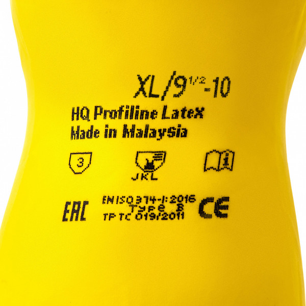 Изображение товара Перчатки хозяйственные HQ Profiline Латексные многоразовые / 73590 (XL, желтый)