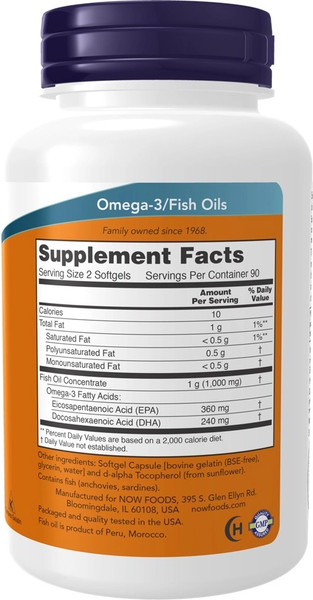 Изображение товара Жирные кислоты NOW Foods Omega-3 Mini Gels (180капсул)