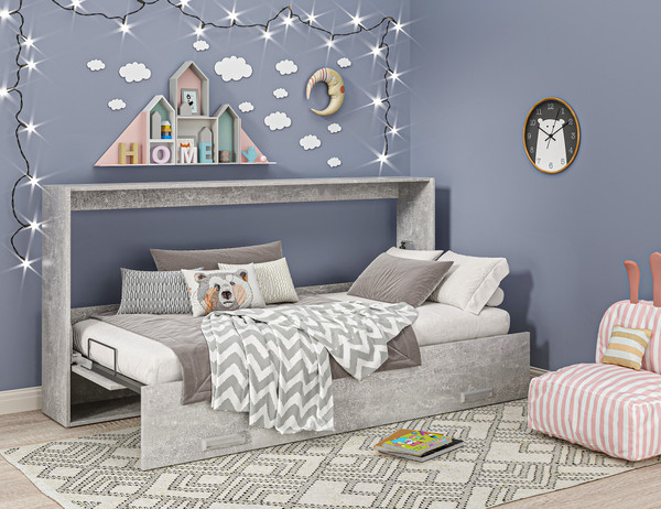 Изображение товара Шкаф-кровать трансформер Макс Стайл TNT 90x200x18 BySpan (бетон 816)