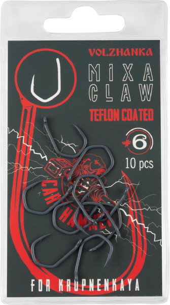 Изображение товара Набор крючков рыболовных Волжанка Mixa Claw Teflon №6 / HCVMCT-06 (10шт)
