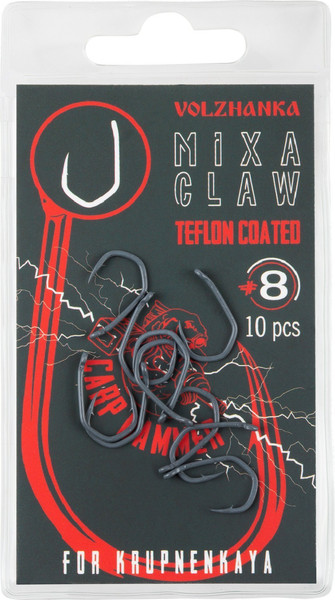 Изображение товара Набор крючков рыболовных Волжанка Mixa Claw Teflon №8 / HCVMCT-08 (10шт)